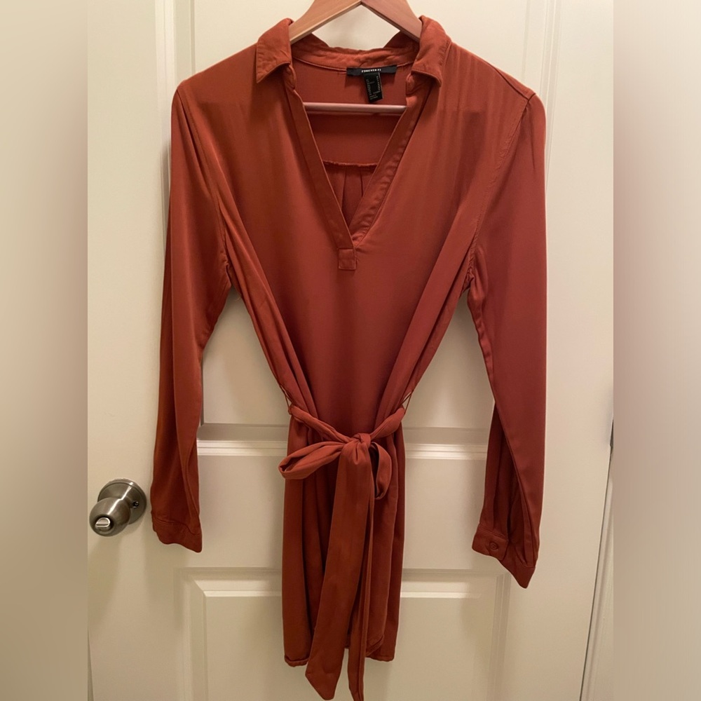 Forever 21 Terracotta Wrap Dress - Medium